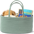 Diaper Caddy Organizer, Empty Gift Basket for Newborn Essentials, Baby Storage Basket, Stylish Gift Bag for Baby Shower, Boys and Girls – Small, Sage Green