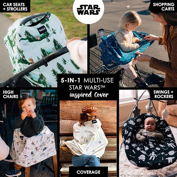 Milk Snob Star Wars Original 5-in-1 Cover - Nursing Cover for Breastfeeding - Baby Car Seat Cover, Carseat Canopy & Stroller - Essential All-in-One Cover - Gift for Mom, Baby (Endor Escape)