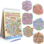 Sticker Therapy 3D Scenes – 6 Sets Large Size DIY 3D Sticker Scene with Tweezer for Adults & Kids Relief Stress Pass The Time, Cute Miniature House & Room Material Collection Book 01