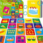 Food Flashcards, 50 Double-Sided Cards, Veggies, Fruits, Snacks, Desserts, Grain Cards Educational Learning Tools for Preschool and Toddlers Learning (2 Reclosable Rings Attached)