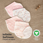 KeaBabies 4-Pack Baby Burp Cloths Baby Girl, Boy - Organic Cotton Burp Cloth, Extra Large, Absorbent, Soft Burping Cloths & Bibs Set for Babies, Newborn Burp Clothes, Thick Burp Rags (Sweet Charm)