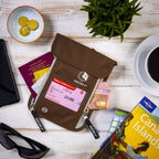 VENTURE 4TH Passport Holder Neck Wallet with RFID Blocking Nylon Lining - Hidden Neck Pouch for Travel (Brown)