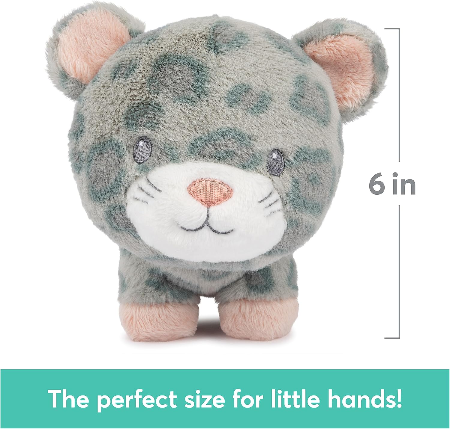 GUND Baby Safari Friends Collection Plush Leopard with Chime, Sensory Toy Stuffed Animal for Babies and Newborns, Gray/Pink, 7"