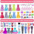 iBayda 11.5-Inch Fashion Doll with Closet Clothes Accessories Set - Includes Princess Gown, Long Dresses, Outfits, Shoes, Handbags, Mirror, Pet Dog & More (Doll Included)