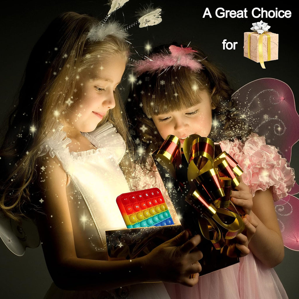 Alphabet Pop Fidget Toy Letters ABC Numbers Learning and Educational Toys Square Sensory Toys Popper Games Stress Relief Gifts for Kids 2 Packs Single Side(Uppercase and Lowercase Letters)