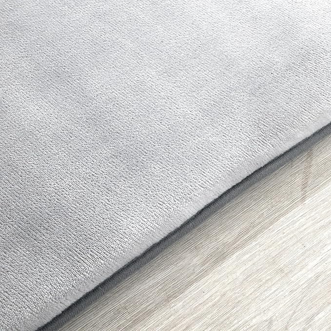 BALAPET Thick Memory Foam 50x50 Play Mat for Playpen, Super Soft Velvet Portable Baby Playpen Mat for Kids Toddler Crawling and Play, Non-Slip Bottom Playmat, Grey