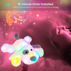 Hopearl LED Musical Stuffed Puppy Lighting Up Singing Plush Dog Adjustable Volume Lullaby Animated Soothe Birthday Festival for Kids Toddler Girls, White, 14''
