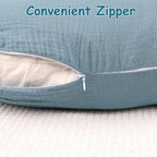 Hooyax Muslin Nursing Pillow Covers 2 Pack, Soft and Breathable Nursing Covers for Breastfeeding Pillows, Adorable Infant Feeding Pillow Slipcover for Baby Boy and Girls (Blue Grey)