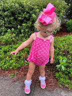 Wee Ones Girls' Plain Wrap Classic Grosgrain Hair Bows on a WeeStay No-Slip Hair Clip, Handmade, King, Hot Pink