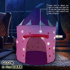 Princess Play Tent Set with Dress Up Tunnel, Castle Playhouse - Glow in The Dark Stars, Birthday Gift for Girls Age 3-7