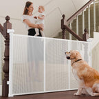 Retractable Baby Gates for Stairs, 55" Wide Baby Gate Dog Gate, 41" Tall Retractable Pet Gate for Doorways, Child Safety Gates Mesh Gate with Fiberglass Rods for Stairways, Hallways, Indoor/Outdoor
