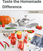 Ergonomic Food Mill Stainless Steel With 3 Grinding Discs - Rotary Food Mill for Tomato Sauce, Applesauce, Puree, Mashed Potatoes, Jams, Baby Food