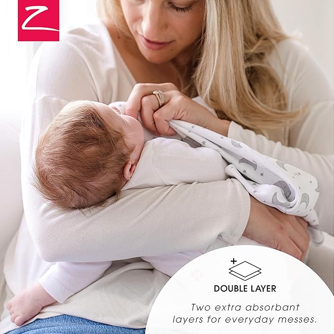 Zutano 5-Pack Organic Burp Cloths for Baby Girl & Boy, Large Cotton Burping Cloths for Babies | Absorbent Baby Spit-Up Rags | Gender Neutral Burp Clothes | Newborn Essentials, Dino Party