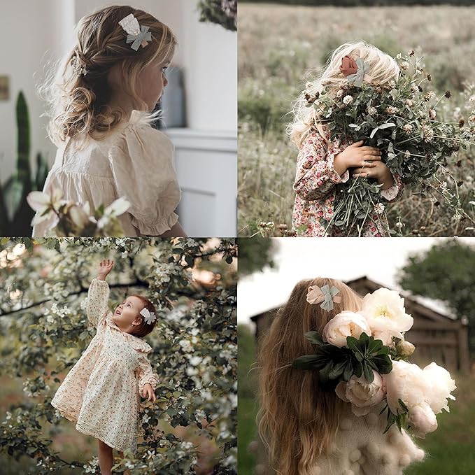 Hair Clips for Girls with Bows Flower,10 pc 2" Fully Lined Alligator Clips and Barrettes,Handmade Hair Accessories for Baby Toddler Young Kids School Age Girls Gifts