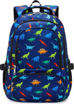 BLUEFAIRY Kids Backpack for Boys Elementary Primary Middle School Bags Back to School Bookbags Gifts Large Compartment with Tablet Sleeve Mochilas para niños 17" Dinosaur Navy Blue