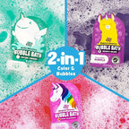 Tub Works® Magical Kids Bubble Bath, Variety 12 Pack | Creates Colorful Water & Tons of Foam Bath Bubbles | Nontoxic | Character-Themed Bubble Bath for Kids | Pink, Purple & Teal Bath Colors