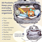 RUVALINO Diaper Bag Backpack, Multifunction Travel Pack Maternity Baby Changing Bags, Large Capacity, Waterproof, Blue Plaid