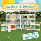 Sunny Days Entertainment Honey Bee Acres Buzzby Farmhouse – 49 Furniture Accessories with 2 Exclusive Figures | 15 Inch Dollhouse Playset | Pretend Play Toys for Kids