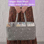 Baby Diaper Caddy Organizer- Extra Large Portable Diaper Basket with Removable Divider, Multi-Use Nursery Organizer for Diapers,Wipes,Baby Essential-Perfect Baby Basket bag Registry Must Have