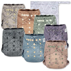 Nora's Nursery Cloth Diaper Cover, Reusable Cover with Snap Closure for Flat or Fitted Inserts - 7-Pack with Wet Bag - Modern Bloom