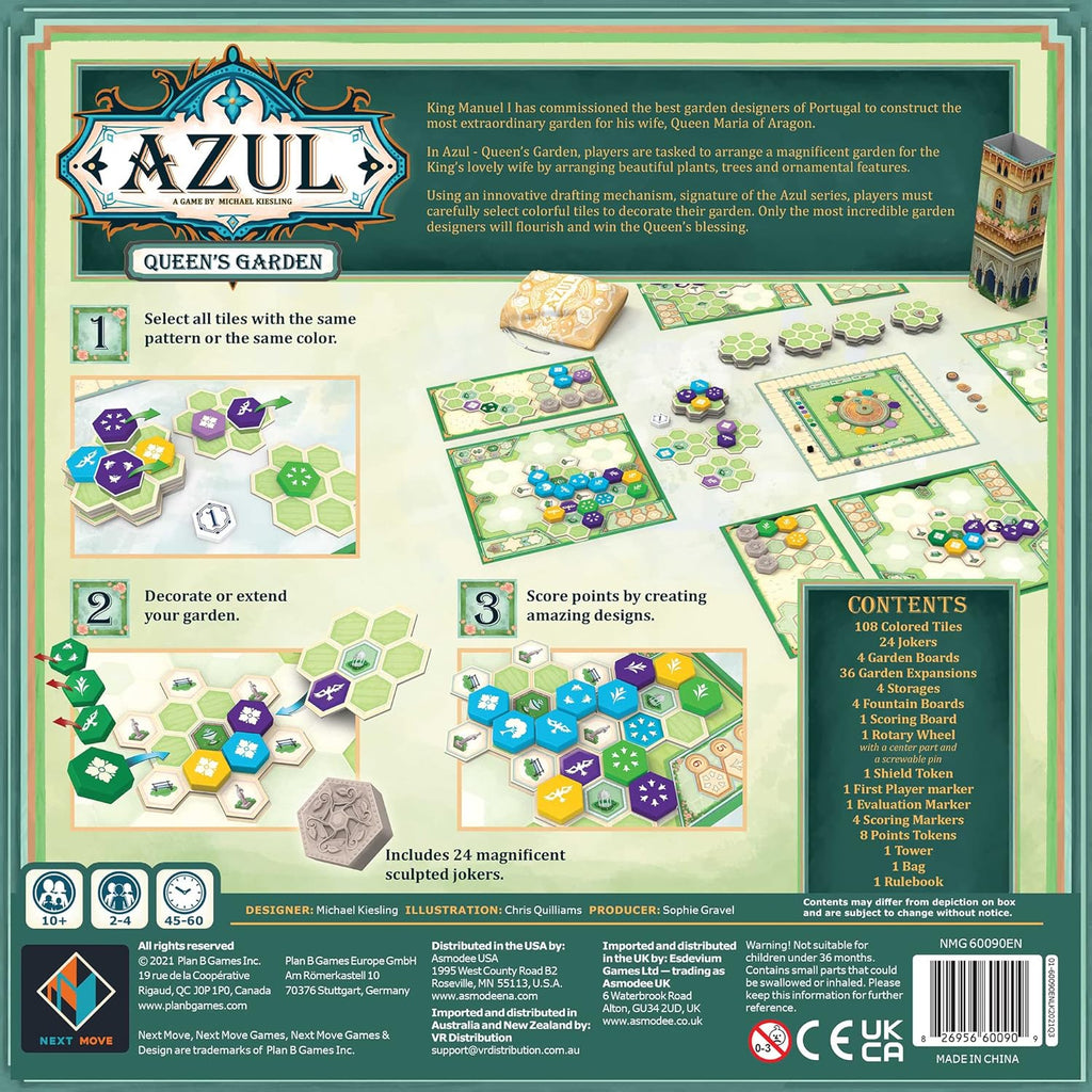Asmodee Azul Queen's Garden Board Game - Create a Royal Paradise, Mosaic Tile Placement Strategy Game for Kids & Adults, Ages 10+, 2-4 Players, 45-60 Minute Playtime