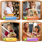 Wooden Montessori Musical Busy Board for Toddlers for 3-5 Year-Old with Mechanical Turner, Colorful Bulbs, Switches, Buttons - Enhance Sensory, Motor Skills (Updated)