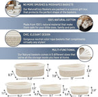 NaturalCozy 5-Piece Rectangle Storage Basket Set- Natural Cotton Rope Woven Baskets for Organizing! Small Basket for Montessori, Baby Nursery, Dog Toy Baskets, Cat Toy Box, Bathroom Organization Bin