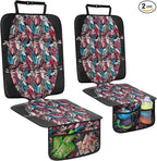 Car Seat Protector for Child Car Seat, 2 Pack Baby Car Seat Covers with Mesh Pockets & Non-Slip Backing 600D Durable Seat Protector Under Baby Car Seat for Car Back Seat (Red Leaves, Large)