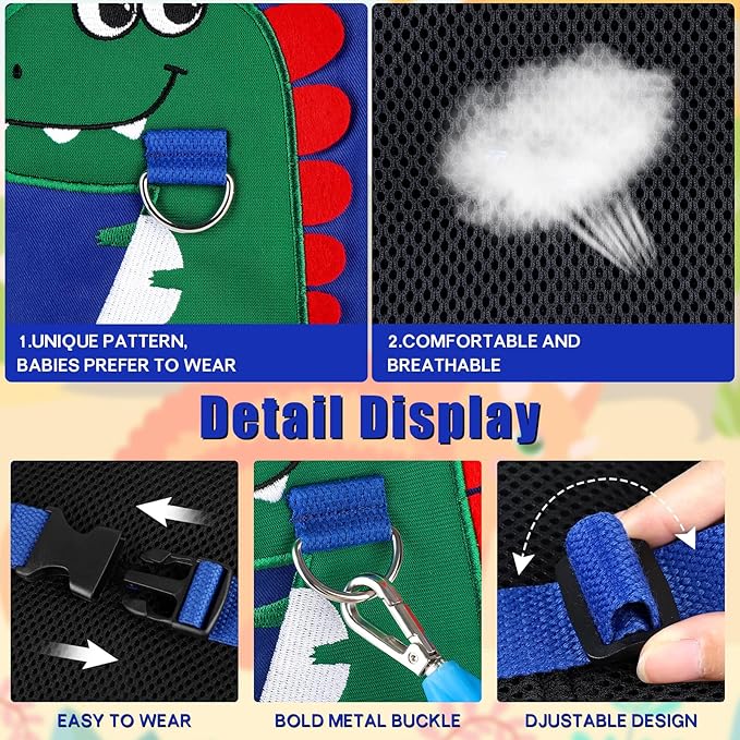 Toddler Leash for Kids-Baby Child Harness with Anti Lost Wrist Link for Boys/Girls (Blue+Green)