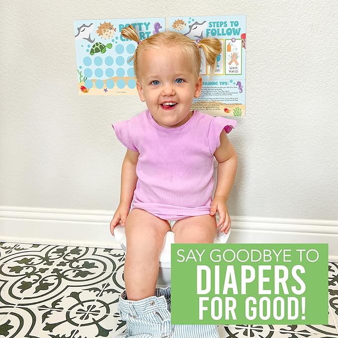 Hadley Designs Potty Training Chart for Toddlers Boys -10 Sticker Potty Chart for Toddlers Girls, 8.5x11" Potty Training Sticker Charts for Toilet Success, Under The Sea Toddler Reward Chart for Kids