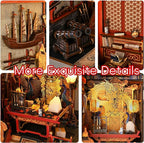 Book Nook Kit, DIY Dollhouse Booknook, Book Nook Miniature Kit for Bookshelf Insert Decor Crafts for Adults Teen Halloween, 3D Wooden Puzzle with Led Light (The Emperor's Study)