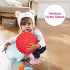 Edushape The Original Sensory Ball for Baby - 7" Deflated with Pump Red Color Baby Ball That Helps Enhance Gross Motor Skills for Kids Aged 6 Months & Up - Colorful Unique Toddler Ball