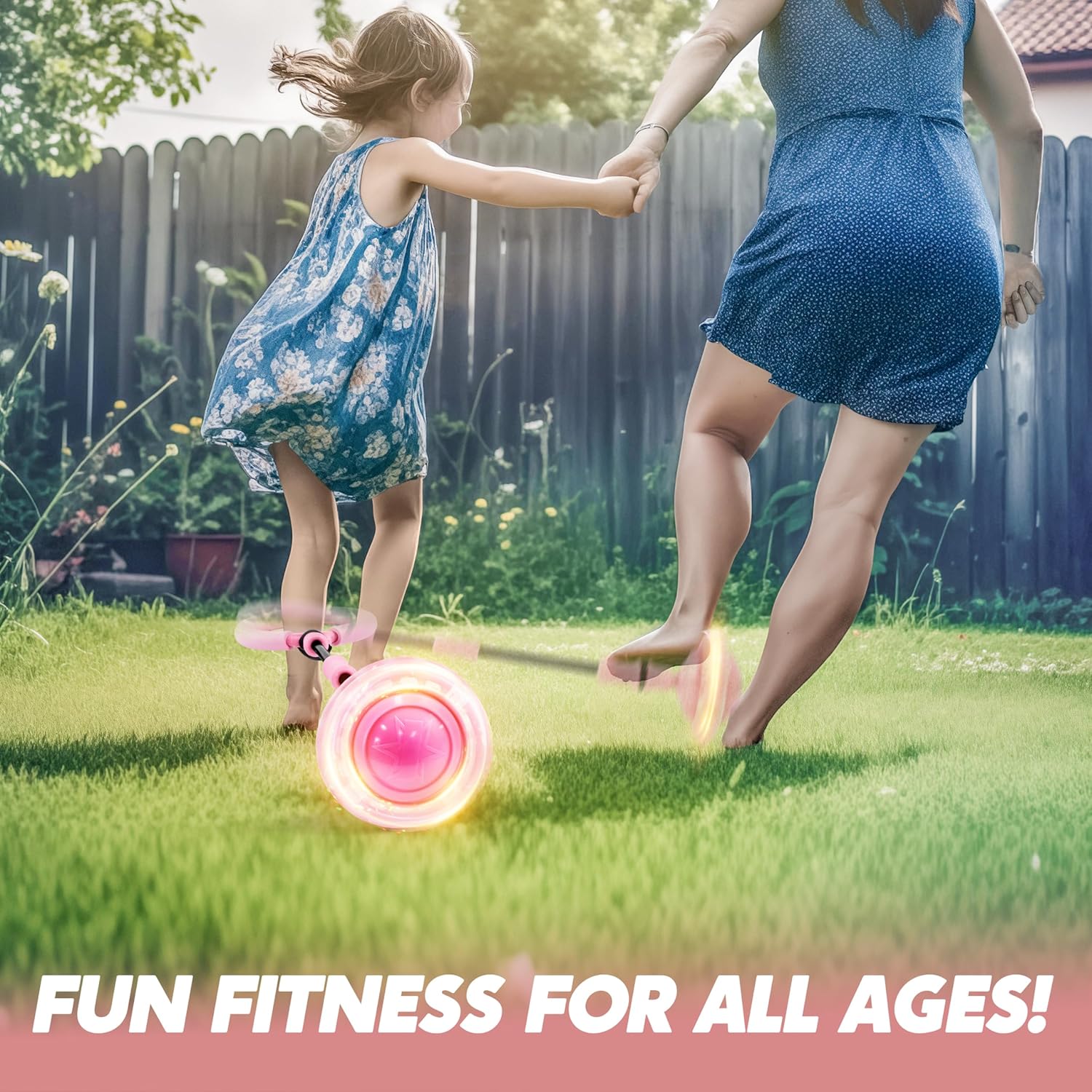 JOYIN Pink Ankle Skip Ball with Flashing Lights, Toy for Kids Indoor & Outdoor, Flashing Swing Ball Foldable Sports Toy, Birthday Gifts for Kids 3 4 5 +