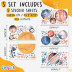 Solar System Wall Decals for Kids - Planets and Space Themed Wall Stickers by Lipastick - Peel and Stick Vinyl Decals for Boys and Girls Bedroom, Nursery, Playroom - Wall Stickers for Girls Room