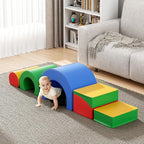 Lischwert Foam Climbing Blocks, Soft Climbing Toys for Toddlers, 5 Pieces Crawl and Climb Foam Playset with Foldable Block and Tunnel, Indoor Climber Activity Play Set for Kids Age 1+(Colorful)