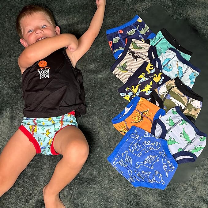 BIG ELEPHANT 10-Packs Training Underwear Absorbent Toddler Potty Trained Pants for Boys and Girls, 12 Months - 9 Years