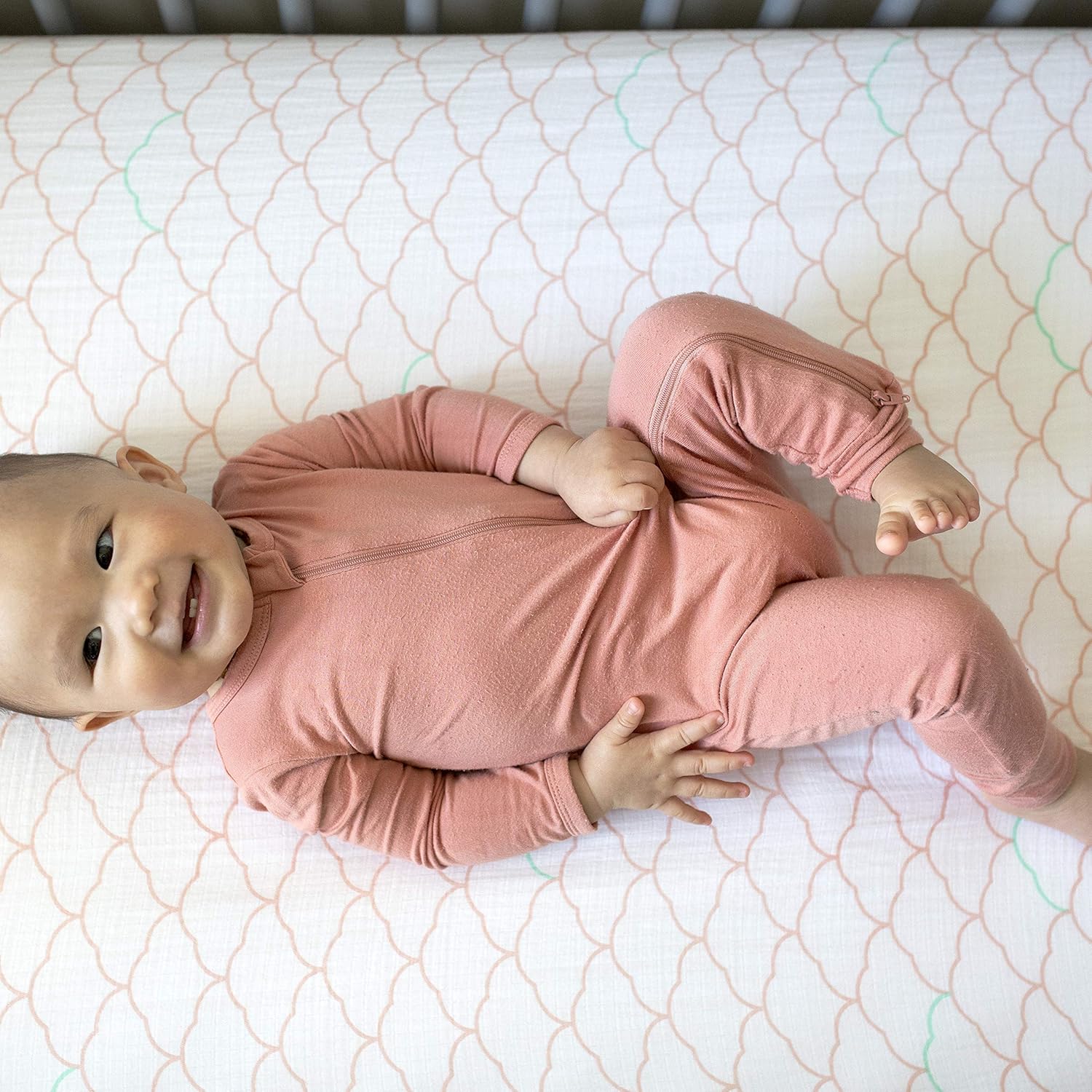 Newton Baby Mini Crib Fitted Sheets (2-Pack) | Organic Muslin Cotton, Ultra Breathable & Soft Baby Sheets, Washable Baby Mattress Sheets, Fits Any Mini Sized Crib 24" x 38", Dreamweaver Coral + White