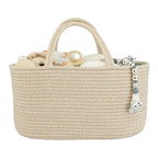 Large Baby Diaper Caddy Organizer for Girl Boy Rope Nursery Storage Bin Basket Portable Holder Tote Bag for Changing Table Car Travel Baby Shower Gifts Oatmeal