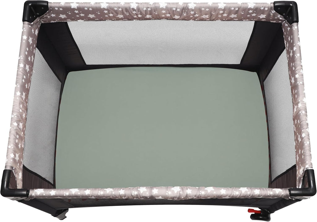 Pack and Play Sheets Fitted, 2 Pack Pack n Play Sheets for Graco Pack n Play Mattress, Unisex Playard Sheets for Boys Girls (Brown & Green, 38 X 26 Inch)