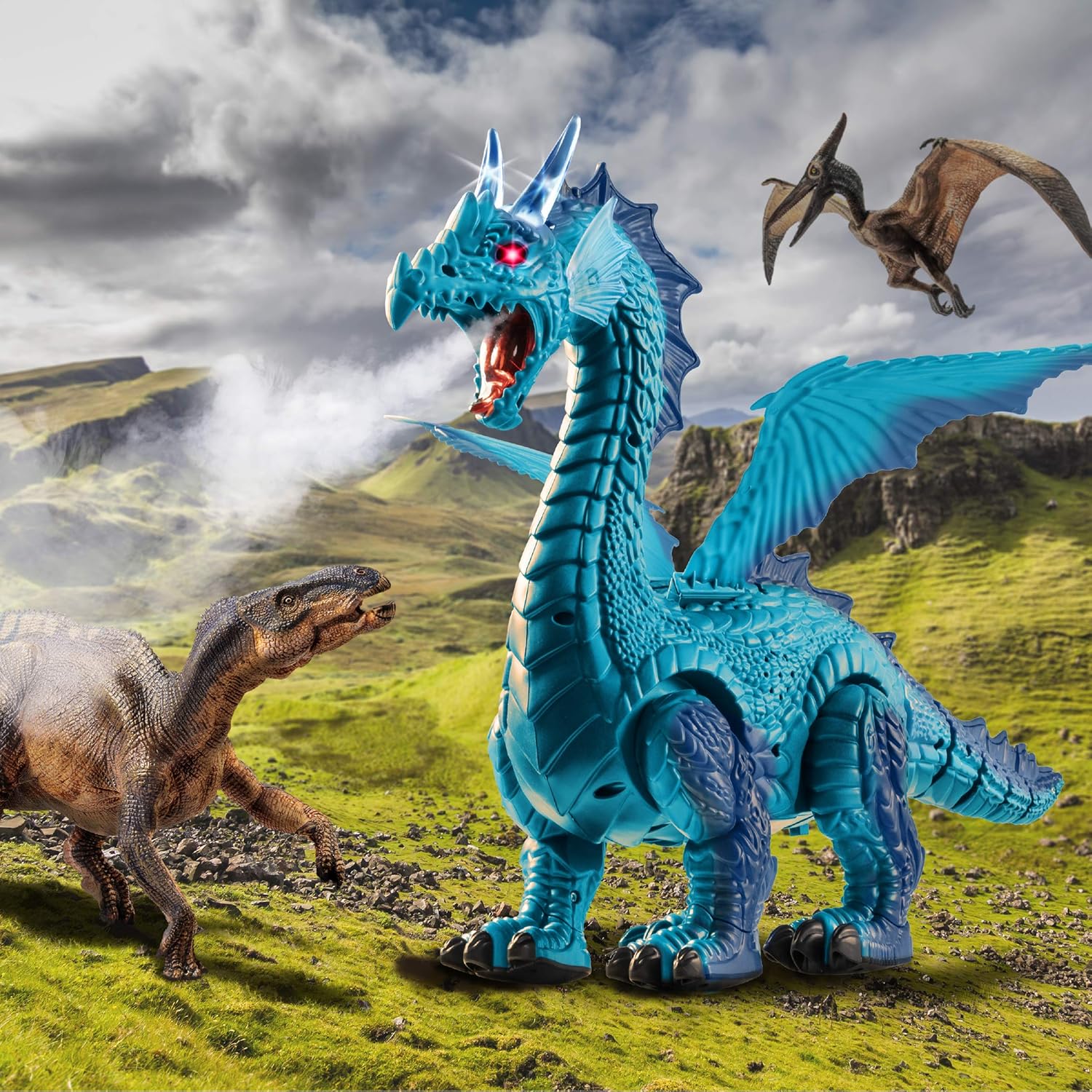 Discovery Kids Siberia, The Frost-Breathing RC Dragon with Smoke Breath, Walking, Wing Flapping & Light Up Large Dinosaur Toy with Realistic Roaring Sounds, Remote Control Toy Dragon