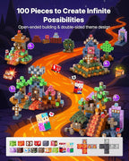 VEVOR Magnetic Blocks, 100 PCS Dark Castle Set, Magnetic Building Cubes for Kids, STEM Montessori Sensory Toys for Christmas Birthday Gift, Construction Stacking Toy for 3+ Years Old Boys & Girls