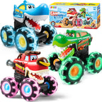 JOYIN 3 Pack Monster Truck Toy - Motion Activated Light-Up Cars for Toddlers - Monster Treads Lightning Wheels - Baby Toy Present - Press & Go Cars for Boys Girls Birthday Gifts