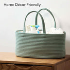 Diaper Caddy Organizer, Empty Gift Basket for Newborn Essentials, Baby Storage Basket, Stylish Gift Bag for Baby Shower, Boys and Girls – Small, Sage Green