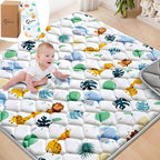 Baby Play Mats for Floor, 43x43 Playpen Mat for Babies, Extra Thicker & Soft Floor Crawling Mat, Foldable Non-Slip Playmat Cushioned for Infants Toddlers, Cute Animal Design