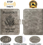 Passport Holder Cover Wallet RFID Blocking Leather Card Case Travel Accessories for Women Men (Grey)