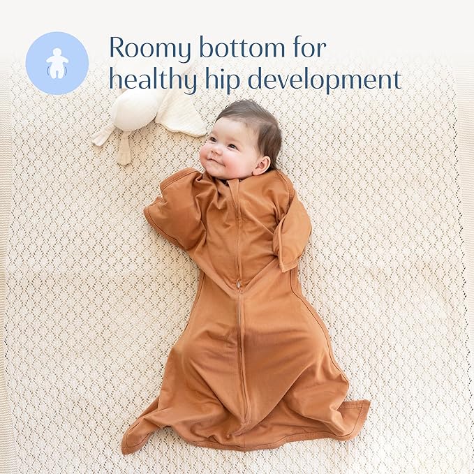 SleepingBaby Zipadee-Zip Transition Swaddle - Cozy Baby Swaddle Blanket with Zipper Convenience - Roomy Wearable Blanket for Easy Diaper Changes - Spice, X-Small (3-6 Month)