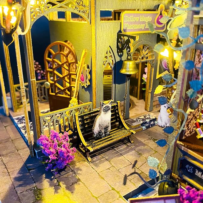 DIY Miniature Dollhouse Kit, Mini House Building Kit for Adults, Tiny House Making Kits with LED Light, Hobby Craft Christmas Decorations Birthday Gifts for Adults (Magic Castle)
