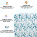 Crane Baby Soft Cotton Crib Mattress Sheet, Fitted Sheet for Cribs and Toddler Beds, Indigo Blue, 28”w x 52”h x 9”d