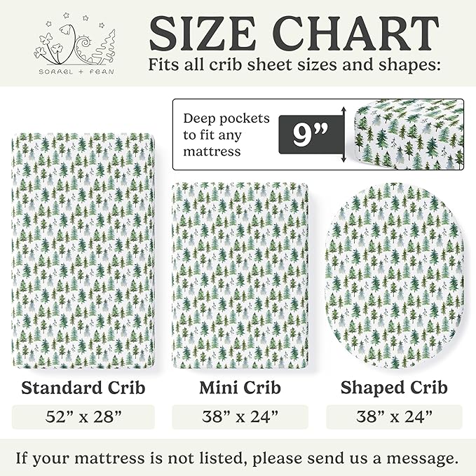 Crib Sheets Neutral - Fitted Baby Crib Sheets Bed for Girl Boy - 2 Pack Standard & Toddler Mattress (Woodland Forest Animals) - Buttery Soft Organic Cotton Blend