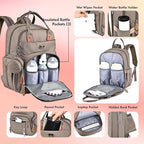 Dikaslon Diaper Bag Backpack with Portable Changing Pad, Pacifier Case and Stroller Straps, Large Unisex Baby Bags for Boys Girls, Multipurpose Travel Back Pack Moms Dads,Khaki